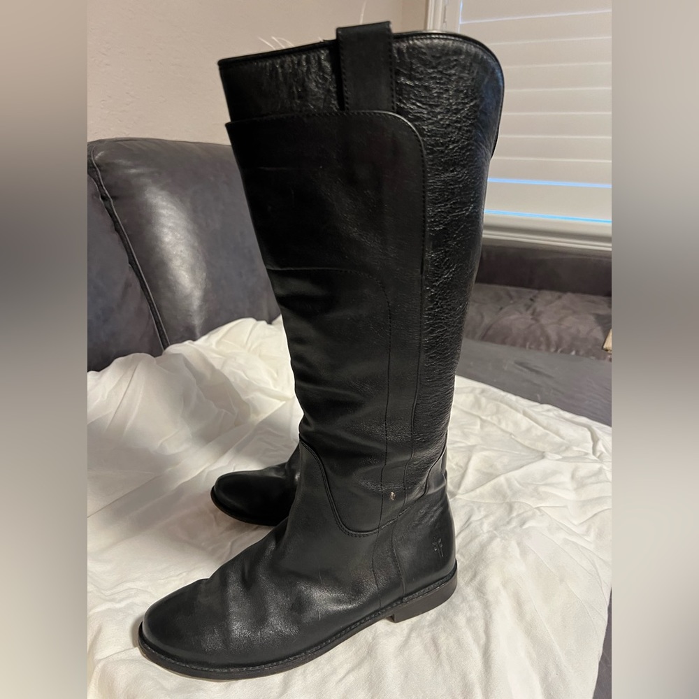 Frye Paige Leather Tall Riding Boots Black Size 9